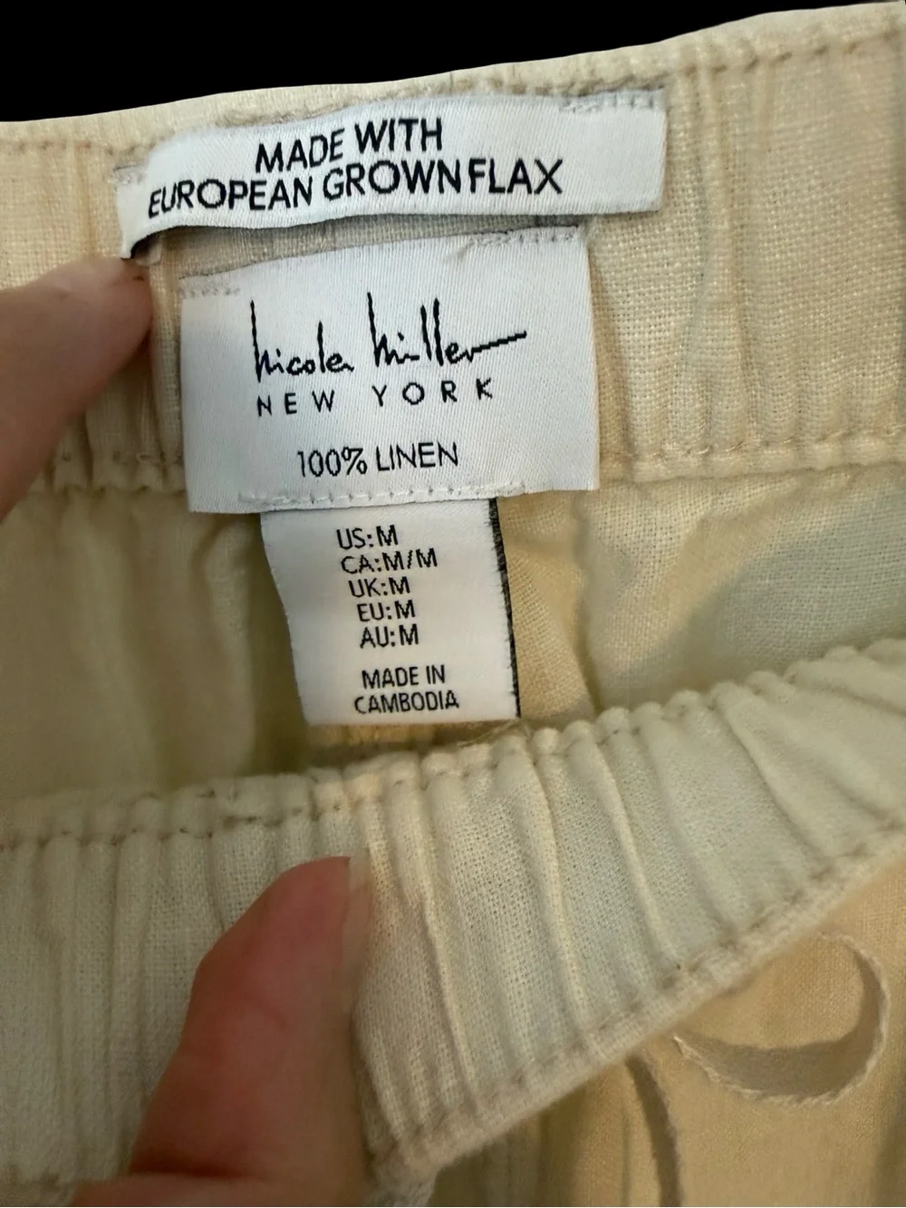 Linen CargoJoggers Women Medium Cream Pull On Draw String Streetwear Gorpcore